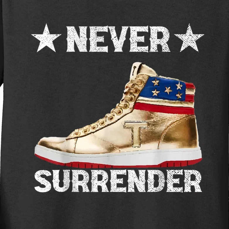 Trump Sneakers Never Surrender Pro Trump Kids Long Sleeve Shirt