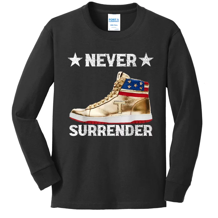 Trump Sneakers Never Surrender Pro Trump Kids Long Sleeve Shirt