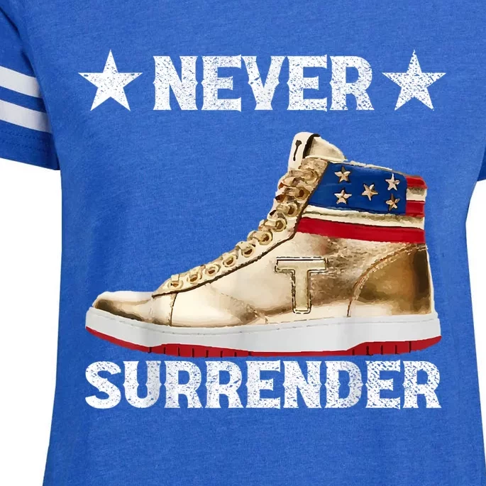 Trump Sneakers Never Surrender Pro Trump Enza Ladies Jersey Football T-Shirt