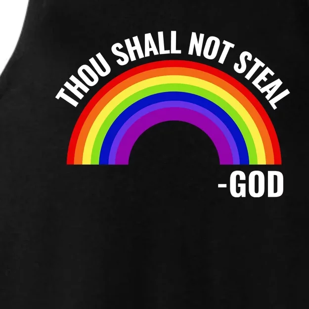 Thou Shall Not Steal Gods Rainbow Ladies Tri-Blend Wicking Tank