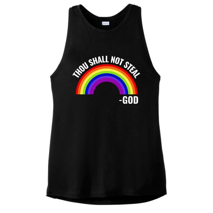 Thou Shall Not Steal Gods Rainbow Ladies Tri-Blend Wicking Tank