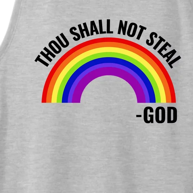 Thou Shall Not Steal Gods Rainbow Ladies Tri-Blend Wicking Tank