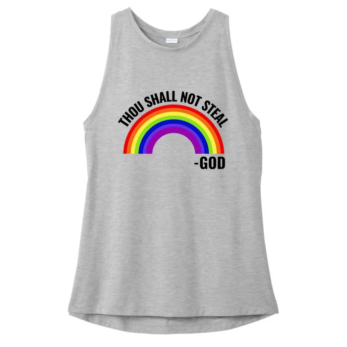 Thou Shall Not Steal Gods Rainbow Ladies Tri-Blend Wicking Tank