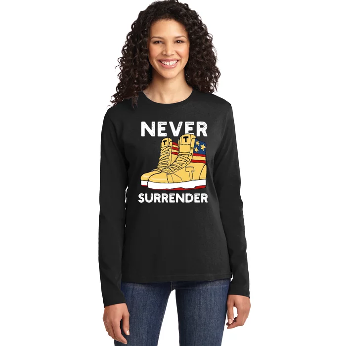 Trump Sneakers Never Surrender Pro Trump Sneakers Ladies Long Sleeve Shirt