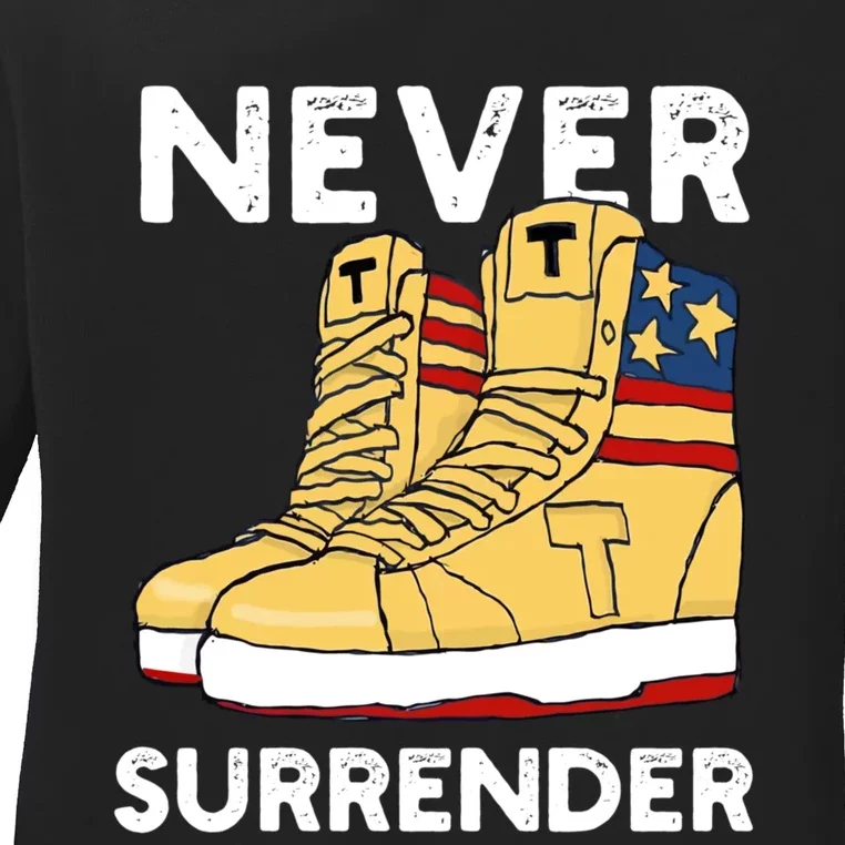 Trump Sneakers Never Surrender Pro Trump Sneakers Ladies Long Sleeve Shirt