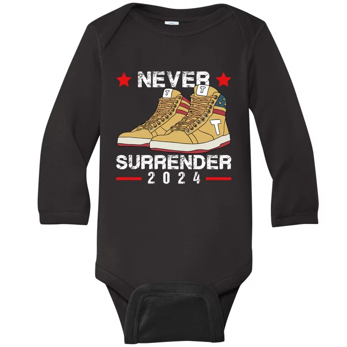 Trump Sneakers Never Surrender Pro Trump Sneakers Baby Long Sleeve Bodysuit