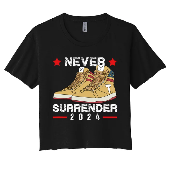 Trump Sneakers Never Surrender Pro Trump Sneakers Women's Crop Top Tee