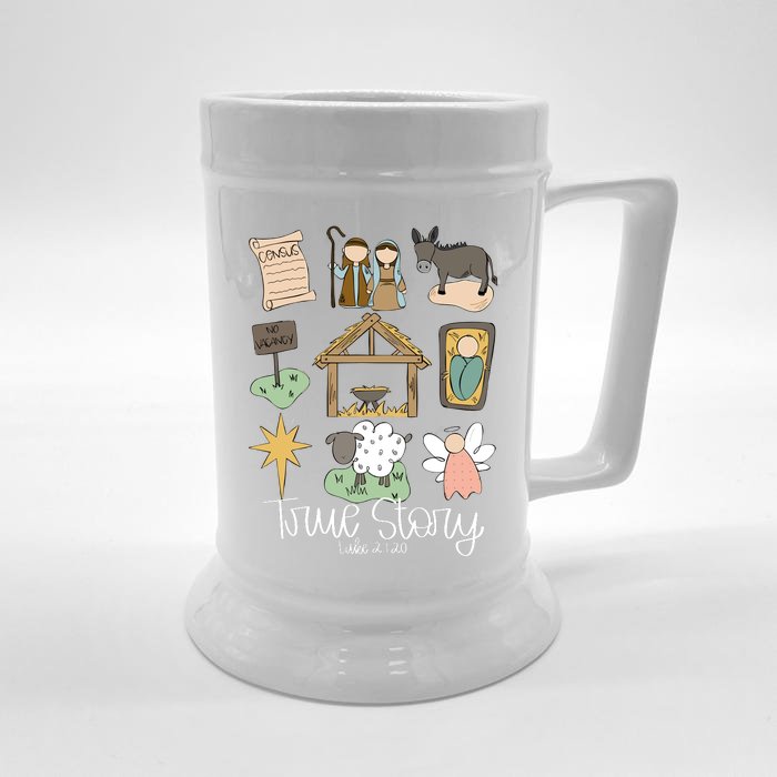 True Story Nativity Christmas Baby God Jesus Christian Front & Back Beer Stein