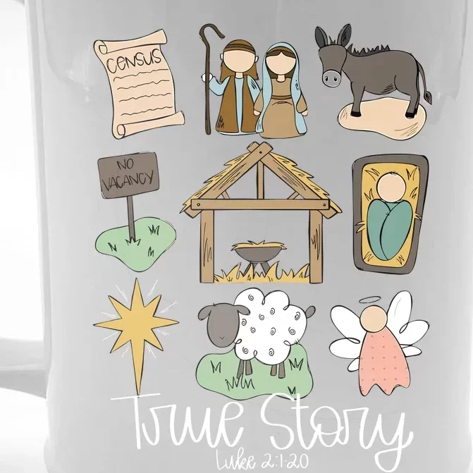 True Story Nativity Christmas Baby God Jesus Christian Front & Back Beer Stein