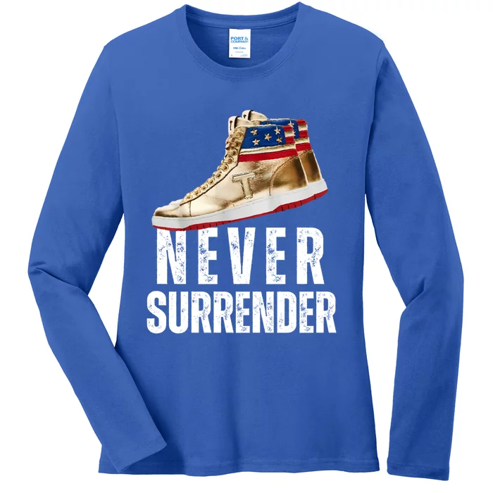 Trump Sneakers Never Surrender Pro Trump Sneakers Ladies Long Sleeve Shirt