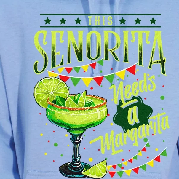 This Senorita Needs A Margarita Funny Cinco De Mayo Cute Unisex Surf Hoodie