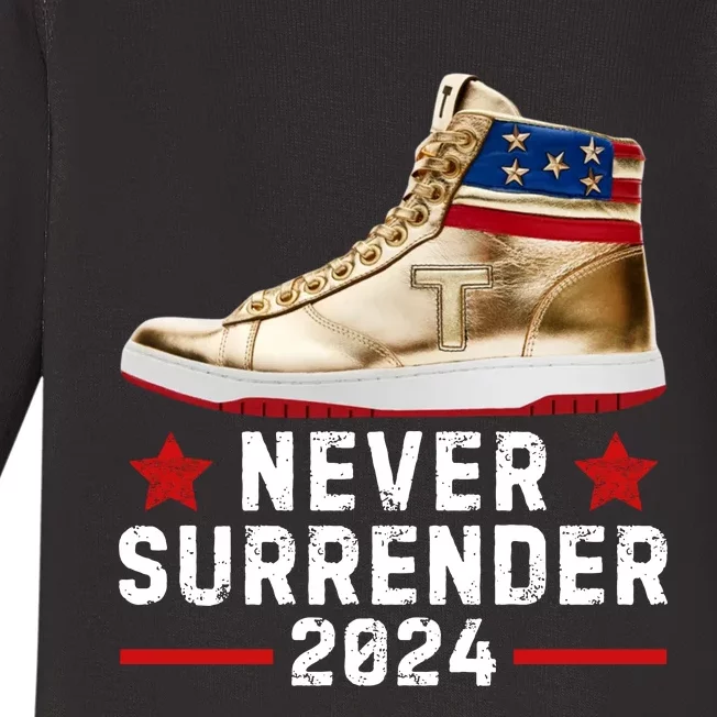 Trump Sneakers Never Surrender Pro Trump Baby Long Sleeve Bodysuit