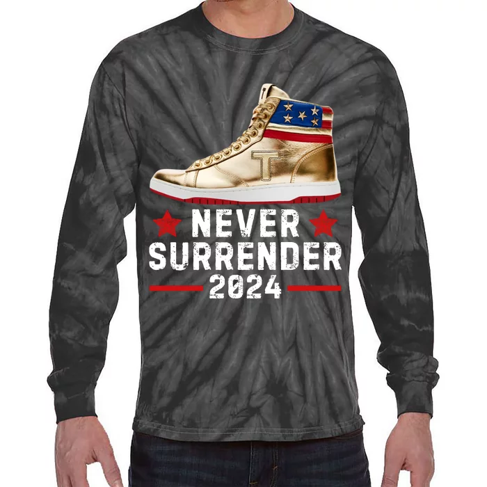 Trump Sneakers Never Surrender Pro Trump Tie-Dye Long Sleeve Shirt