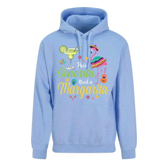 This Senorita Needs A Margarita Cinco De Mayo Funny Unisex Surf Hoodie