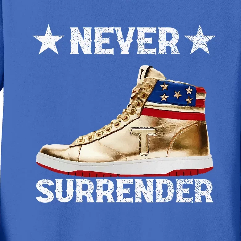 Trump Sneakers Never Surrender Pro Trump Kids Long Sleeve Shirt