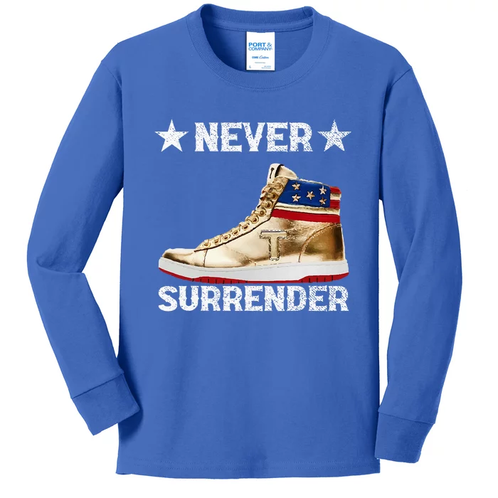 Trump Sneakers Never Surrender Pro Trump Kids Long Sleeve Shirt