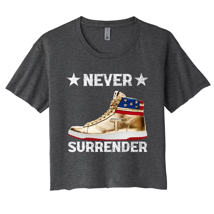 Trump Sneakers Never Surrender Pro Trump Women's Crop Top Tee