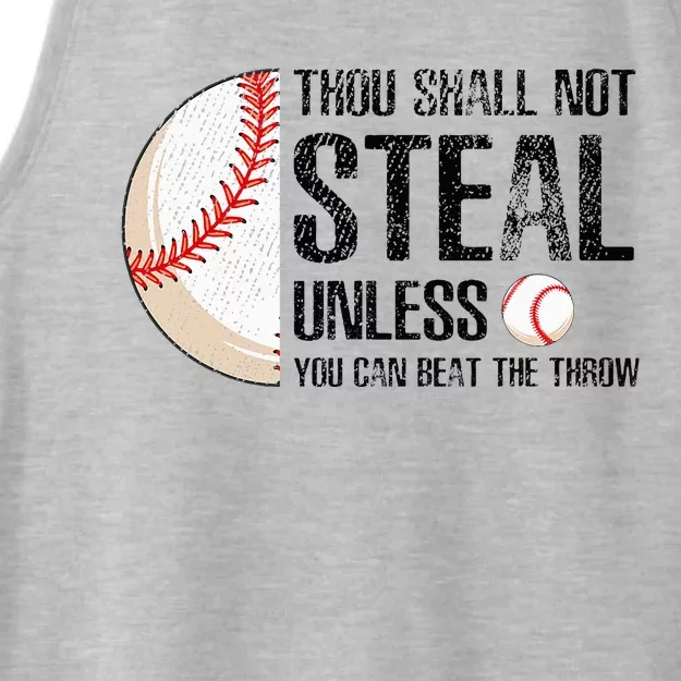 Thou Shall Not Steal Unless You Beat Throw Baseball Lover Ladies Tri-Blend Wicking Tank