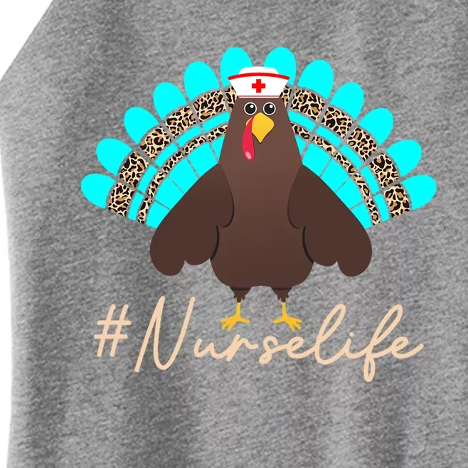 Thanksgiving School Nurse Life Healthcare Turkey Leopard Gift Women’s Perfect Tri Rocker Tank