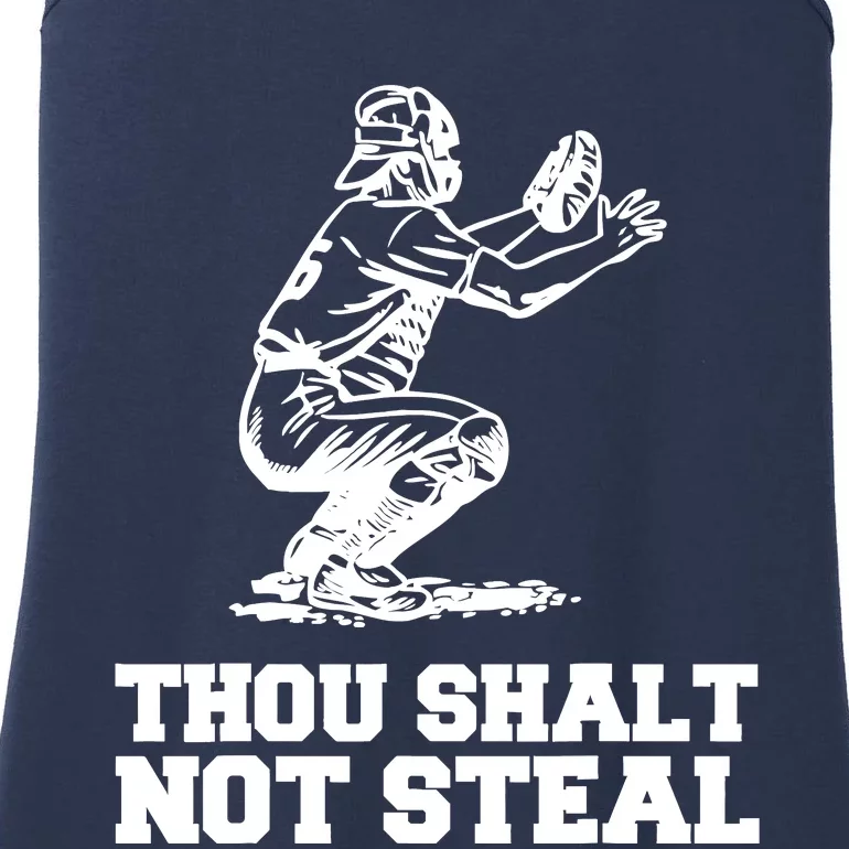 Thou Shalt Not Steal Baseball Catcher Joke Ladies Essential Tank