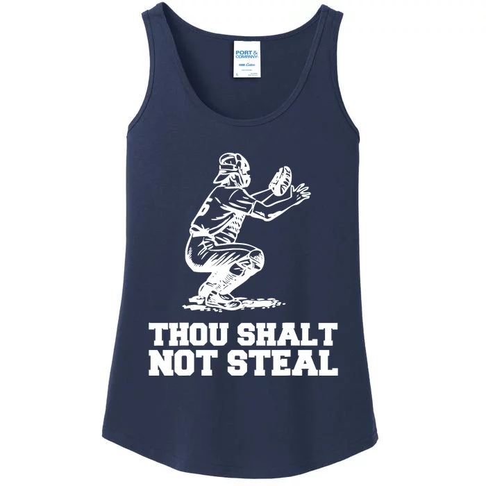 Thou Shalt Not Steal Baseball Catcher Joke Ladies Essential Tank