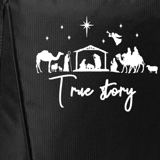 True Story Nativity Christmas Baby Jesus Manger Catholic City Backpack