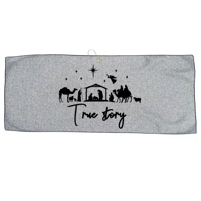 True Story Nativity Christmas Baby Jesus Manger Catholic Large Microfiber Waffle Golf Towel