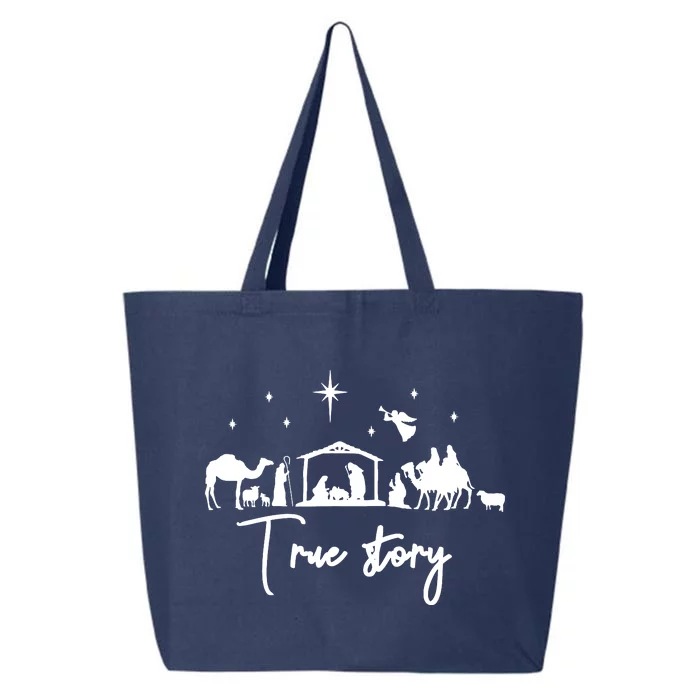 True Story Nativity Christmas Baby Jesus Manger Catholic 25L Jumbo Tote