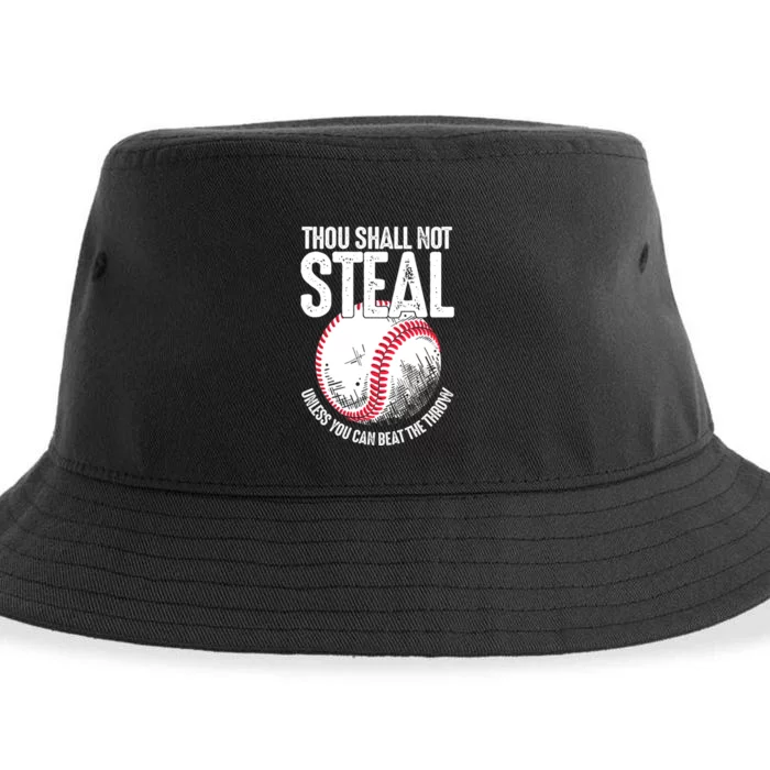 Thou Shall Not Steal Unless You Can Beat The Throw Baseball Sustainable Bucket Hat