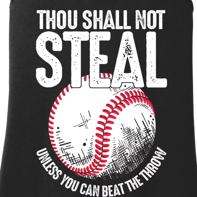 Thou Shall Not Steal Unless You Can Beat The Throw Baseball Ladies Essential Tank