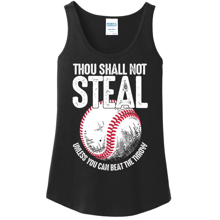 Thou Shall Not Steal Unless You Can Beat The Throw Baseball Ladies Essential Tank