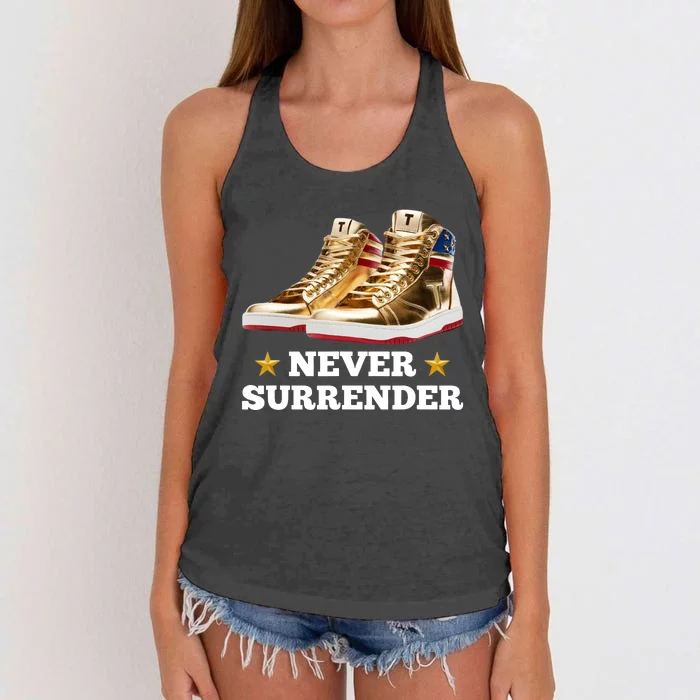 Trump Sneakers Never Surrender Women's Knotted Racerback Tank