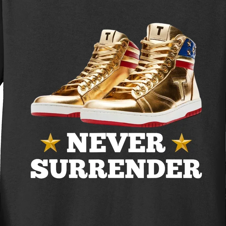 Trump Sneakers Never Surrender Kids Long Sleeve Shirt