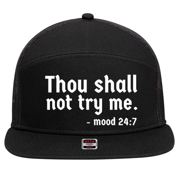 Thou Shall Not Try Me Women Cute Funny 7 Panel Mesh Trucker Snapback Hat