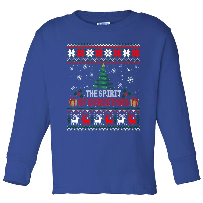 The Spirit Of Christmas Ugly Xmas Sweater Gift Toddler Long Sleeve Shirt