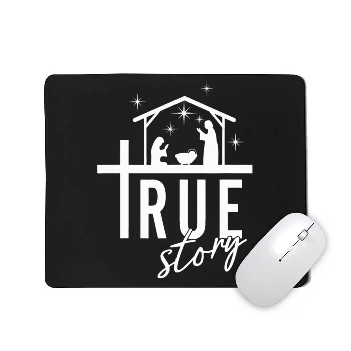 True Story Of Jesus Birth Christmas Nativity Scene Family Mousepad