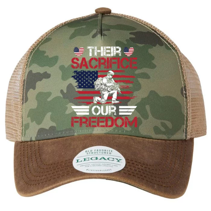 Their Sacrifice Our Freedom Memorial Day Graphic Legacy Tie Dye Trucker Hat