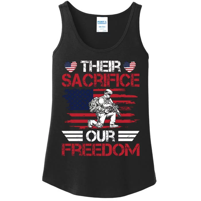 Their Sacrifice Our Freedom Memorial Day Graphic Ladies Essential Tank