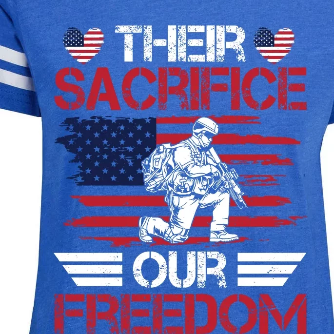 Their Sacrifice Our Freedom Memorial Day Graphic Enza Ladies Jersey Football T-Shirt