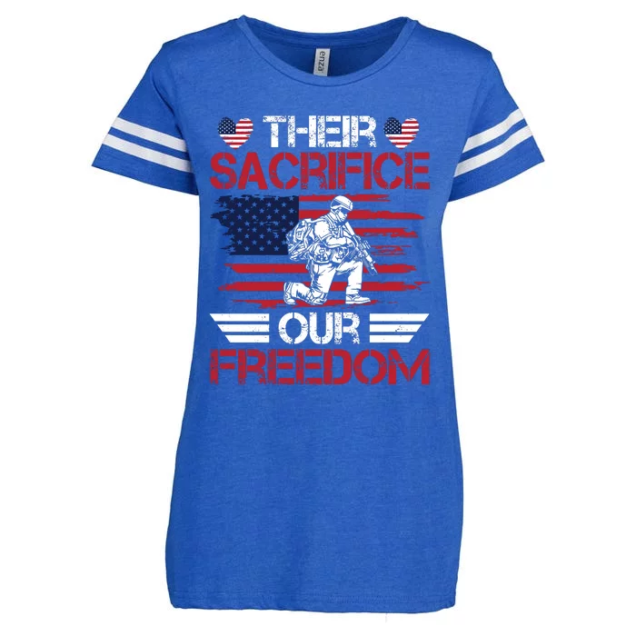 Their Sacrifice Our Freedom Memorial Day Graphic Enza Ladies Jersey Football T-Shirt