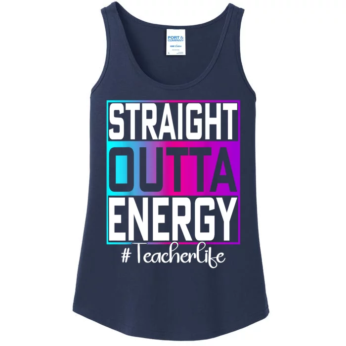 Teacher Straight Outta Energy Teacher Life Tie Dye Ladies Essential Tank