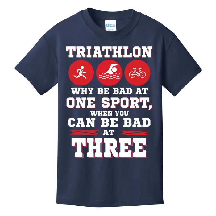 Three Sports One Race The Challenge Of A TriathleteS Life Kids T-Shirt