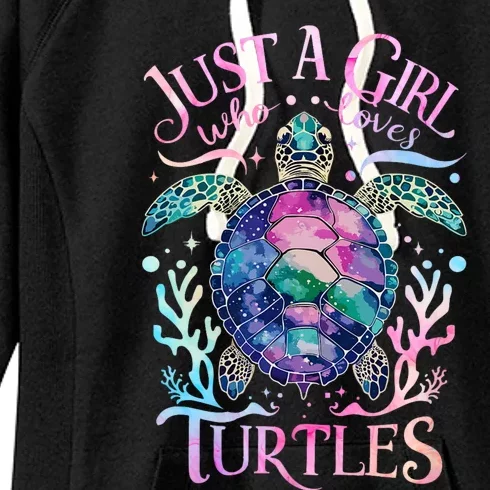 Turtle Sea Ocean Cute Just A Girl Who Loves Turtles Women's Fleece Hoodie