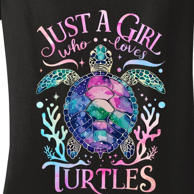 Turtle Sea Ocean Cute Just A Girl Who Loves Turtles Women's V-Neck T-Shirt