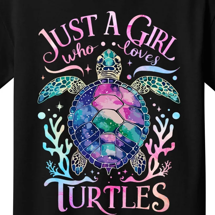 Turtle Sea Ocean Cute Just A Girl Who Loves Turtles Kids T-Shirt