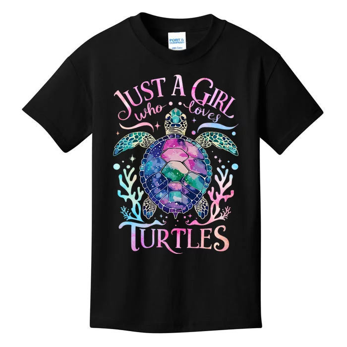 Turtle Sea Ocean Cute Just A Girl Who Loves Turtles Kids T-Shirt