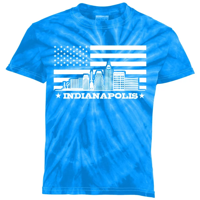 The Skyline Of Indianapolis Gift Kids Tie-Dye T-Shirt