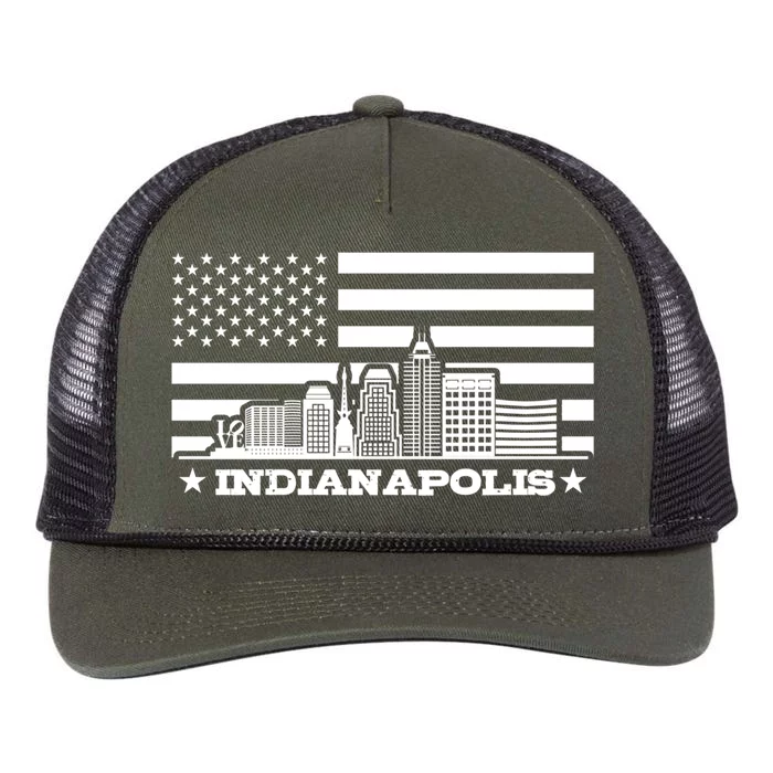 The Skyline Of Indianapolis Gift Retro Rope Trucker Hat Cap