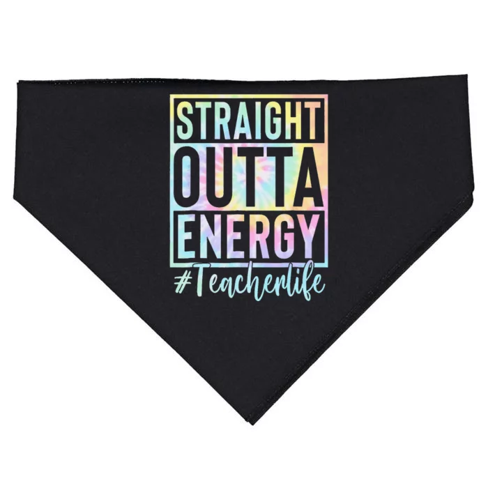 Teacher Straight Outta Energy Teacher Life Tie Dye USA-Made Doggie Bandana