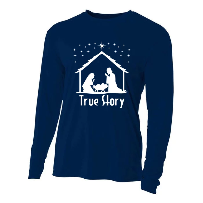 True Story Of Jesus Birth Nativity Christmas Religious Cooling Performance Long Sleeve Crew